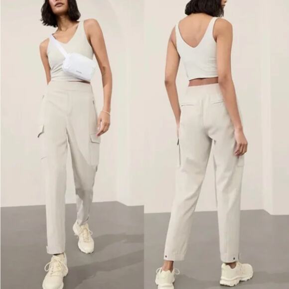 ATHLETA Endless High Rise Cargo Pant Abalone Grey Cream Sz 12 {3R22} - Picture 1 of 6